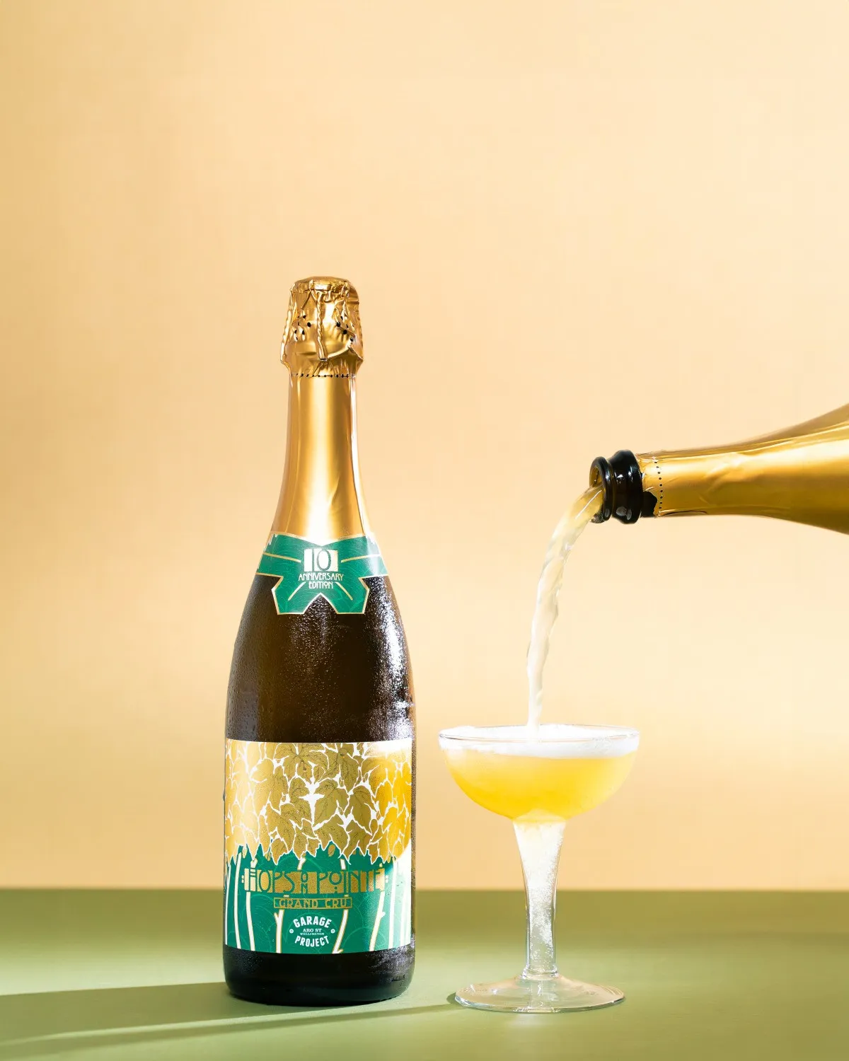 Champagne being poured, product photography